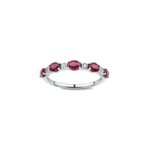 Saks Fifth Avenue 14K White Gold, Ruby & Diamond Ring