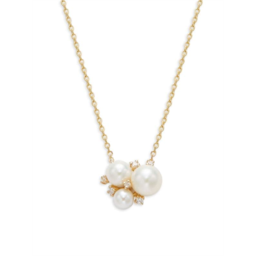 Effy ?14K Yellow Gold, 4MM Freshwater Pearl & Diamond Necklace