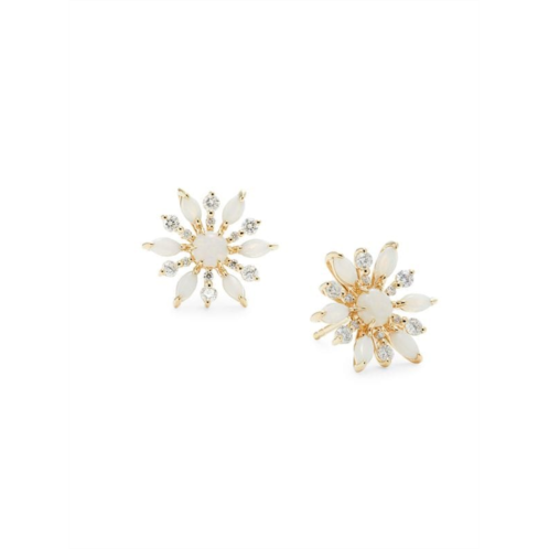 Effy ?14K Yellow Gold, Opal & Diamond Flower Stud Earrings