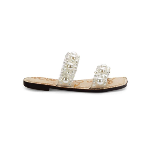 Sam Edelman Eleana Faux Pearl Embellished Flat Sandals