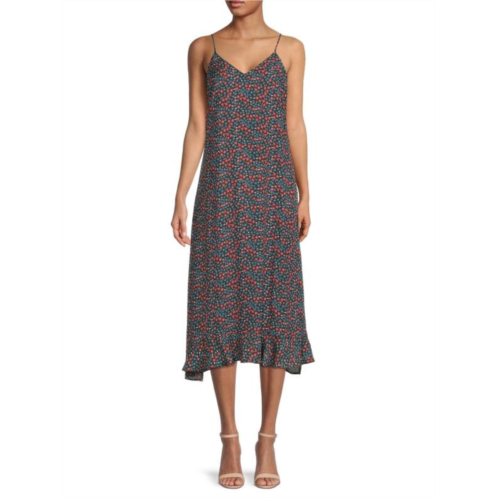 Elie Tahari Floral Print Silk Slip Dress