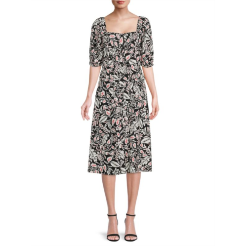 BCBGMAXAZRIA Floral Print Midi Dress