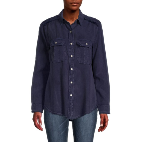 Etienne Marcel Frayed Work Button-Down Top