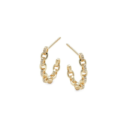 Saks Fifth Avenue 14K Yellow Gold & 0.10 TCW Diamond Half Hoop Earrings