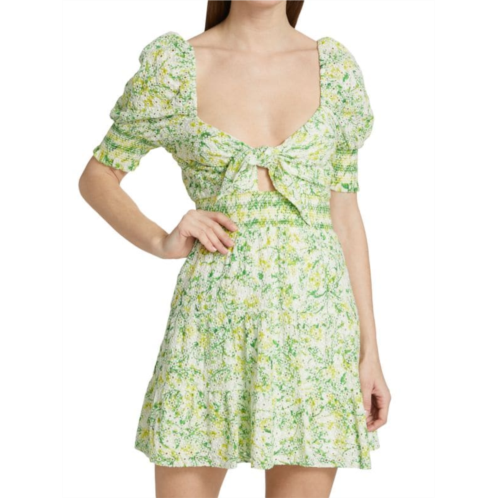 Alice + Olivia Kristie Floral Puff Sleeve Minidress