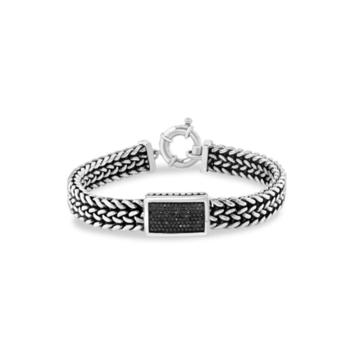 Effy Sterling Silver & Black Spinel Foxtail Chain Bracelet