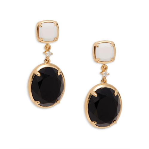 Effy 14K Yellow Gold, Onyx, White Agate & Diamond Drop Earrings