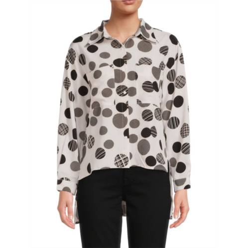 Patrizia Luca Geometric Print Boxy High Low Shirt