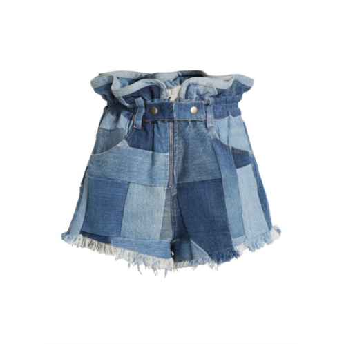 Sea Diego Patchwork Denim Paperbag Shorts