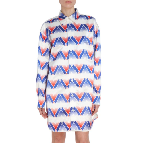 Meryll Rogge Printed Satin Shirt Dress