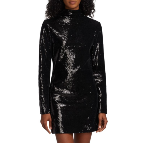 Gauchere Sequin Embroidered Turtleneck Minidress