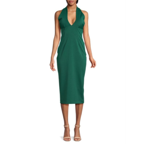 Kimberly Goldson Chrissi Halter Midi Sheath Dress