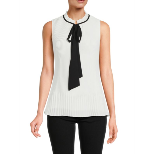 DKNY Pleated Tie Front Blouse