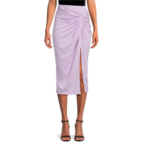 Renee C. Front Twist Midi Skirt