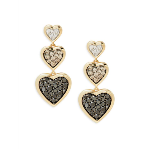 Effy 14K Yellow Gold & 0.64 TCW Diamond Heart Drop Earrings