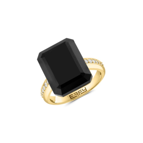 Effy 14K Yellow Gold, Diamond & Onyx Ring