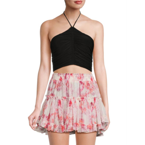 MISA Los Angeles Selmin Solid Halterneck Crop Top