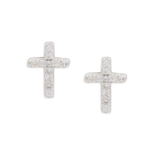 Saks Fifth Avenue 14K White Gold & 0.039 TCW Diamond Cross Stud Earrings