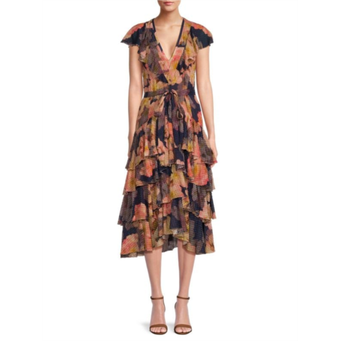 Le Superbe Floral Tiered Midi Dress