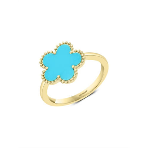 Effy 14K Yellow Gold & Turquoise Floral Ring