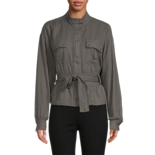 Splendid Evander Belted Linen Blend Jacket