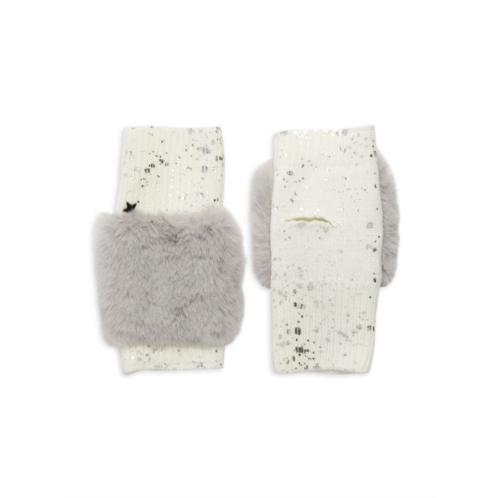 Jocelyn Faux Fur Trim Fingerless Gloves