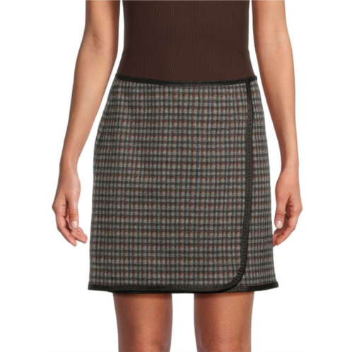 Max Studio Patterned Faux Wrap Mini Skirt