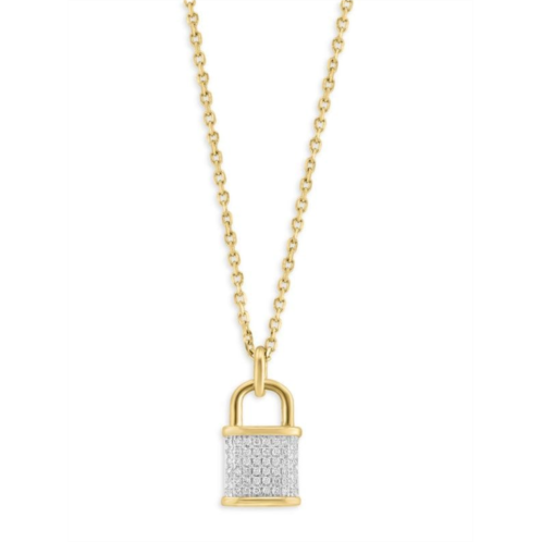 Effy 14K Yellow Gold & 0.14 TCW Diamond Padlock Pendant Necklace