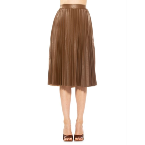 Alexia Admor Luca Pleated Faux Leather Midi Skirt