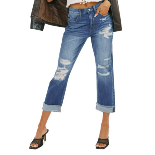 KanCan High Rise Distressed Straight Jeans