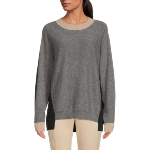 In2 by in Cashmere Colorblock Cashmere Crewneck Sweater