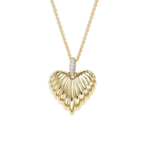 Saks Fifth Avenue ?14K Yellow Gold & 0.02 TCW Diamond Heart Pendant Necklace