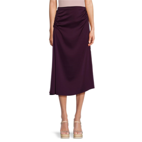 Calvin Klein Side Ruched Satin Midi Skirt