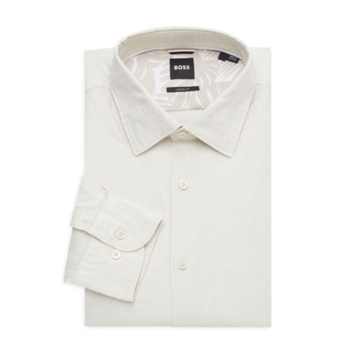 BOSS Hal Casual Fit Linen Blend Sport Shirt