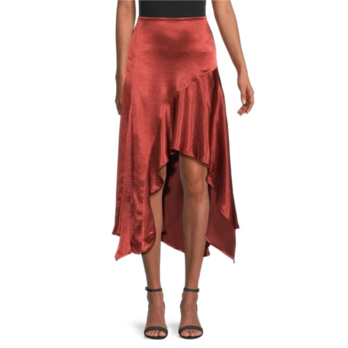 Free People Sunrise High Low Satin Midi Skirt