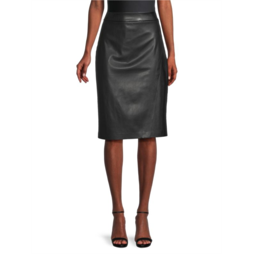 Donna Karan Vintage Glam Faux Leather Knee Skirt