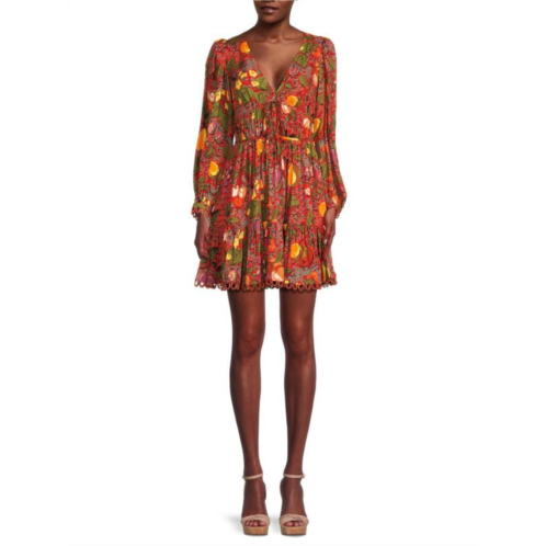 Rhode Rhedyn Mix Print Flounce Mini Dress