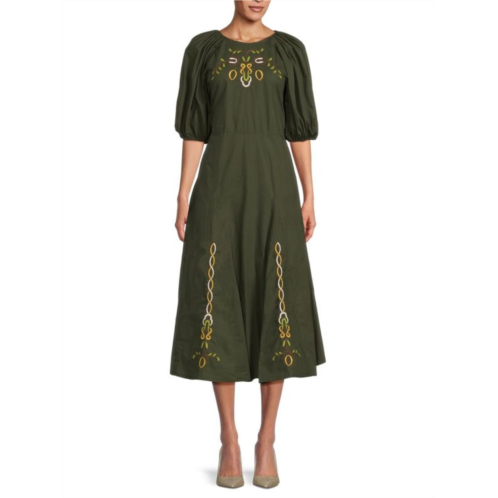 Rhode Gertrude Embroidered Midi Dress