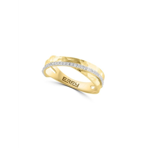 Effy 14K Yellow Gold & 0.14 TCW Diamond Crisscross Ring