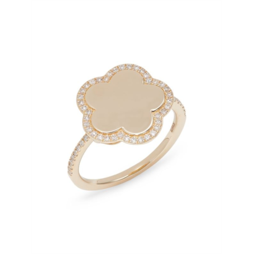 Effy 14K Yellow Gold & 0.22 TCW Diamond Flower Ring