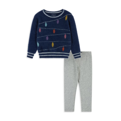 Andy & Evan Baby Girls 2-Piece Holiday Lights Sweater & Leggings Set