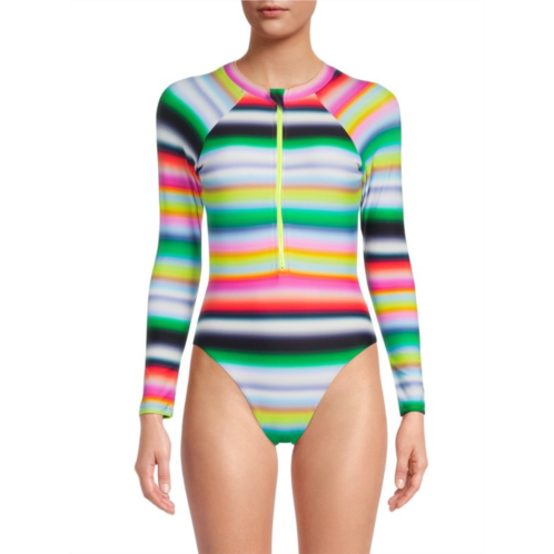 Cynthia Rowley Ombre Stripe One Piece Surfsuit