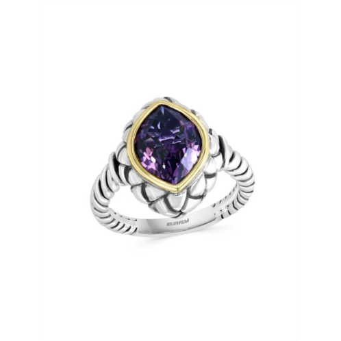 Effy Sterling Silver, 18K Yellow Gold & Amethyst Ring