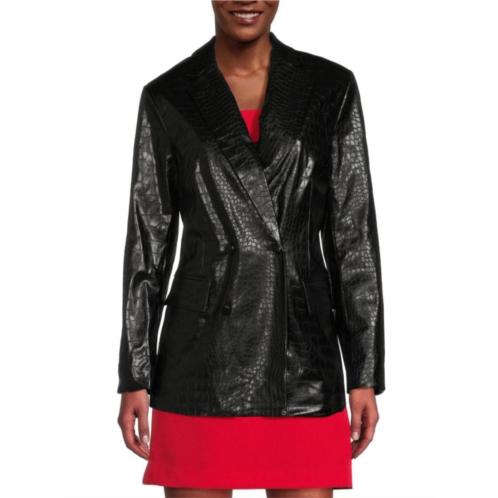 Sam Edelman Braellynn Croc Embossed Faux Leather Blazer