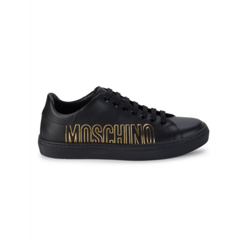 Moschino Couture! Metallic Logo Leather Sneakers