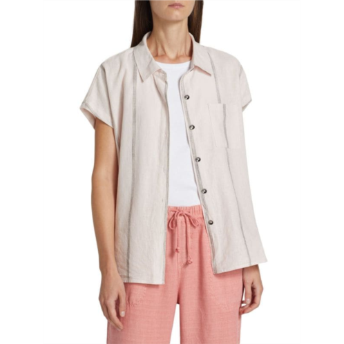 Splendid Giada Striped Linen Blend Shirt