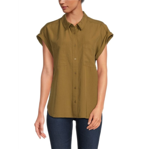 Adrianna Papell Solid Pocket Shirt