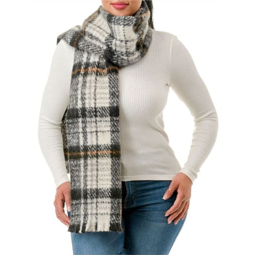 MARCUS ADLER Plaid Fringed Scarf