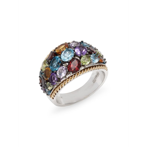 Effy Sterling Silver, 18K Yellow Gold & Multi Stone Ring