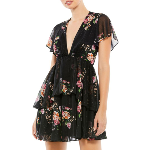 Mac Duggal Ieena Floral Chiffon Mini Dress